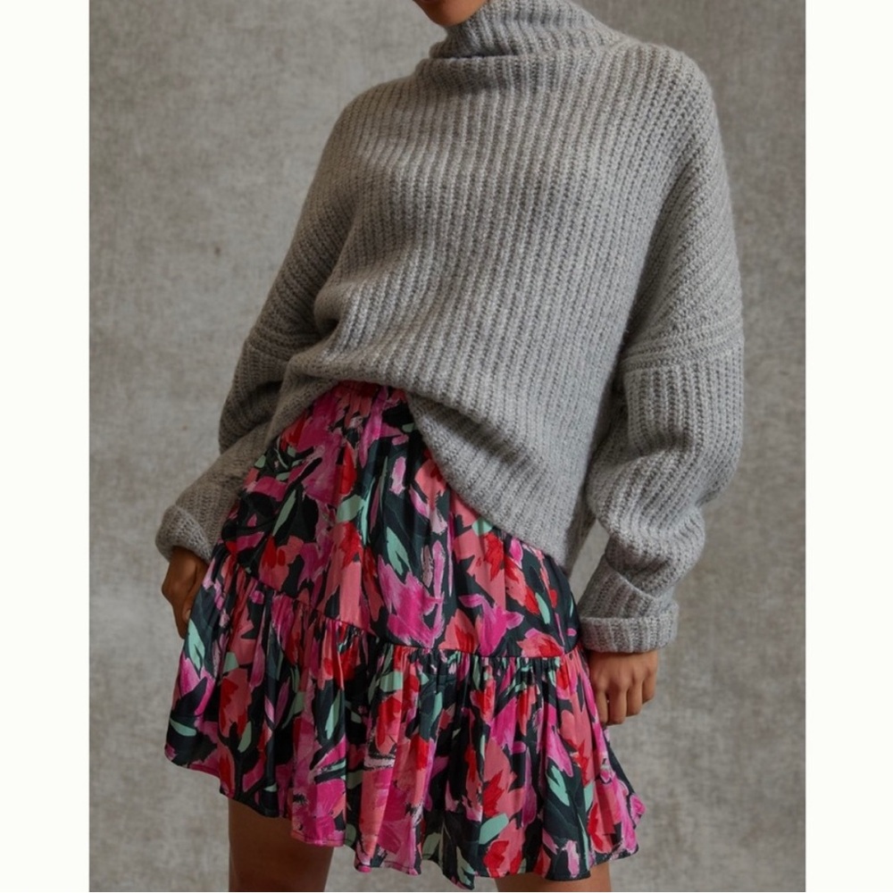 Anthropologie Corey Lynn Calter Mini Skirt in Pink Multi Floral Size XS!